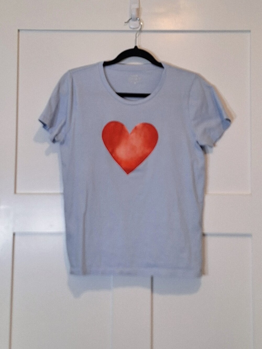 J. Crew Collector Tee Shirt Watercolor Heart Citton Stretch Blue Red Medium